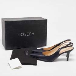 Joseph Navy Blue Leather Pointed Toe Slingback Pumps Size 40