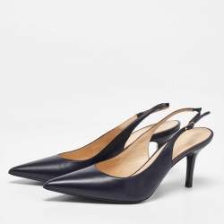 Joseph Navy Blue Leather Pointed Toe Slingback Pumps Size 40