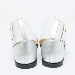 Joseph White/Silver Leather Ankle Strap Flat Sandals Size 40