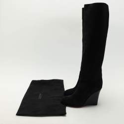 Joseph Black Suede Knee Length Boots Size 38