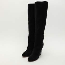 Joseph Black Suede Knee Length Boots Size 38