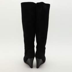 Joseph Black Suede Knee Length Boots Size 38