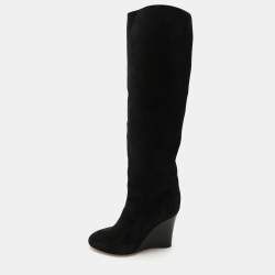 Joseph Black Suede Knee Length Boots Size 38