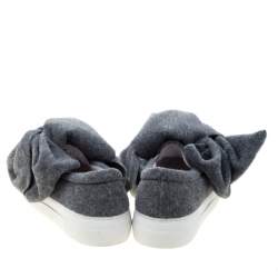 Joshua Sanders Grey Felt Bow Slip On Sneakers Size 37