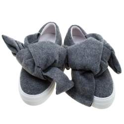 Joshua Sanders Grey Felt Bow Slip On Sneakers Size 37