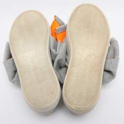Pre Owned Joshua Sanders Grey Knit Fabric Bow Slip On Sneakers Size 38