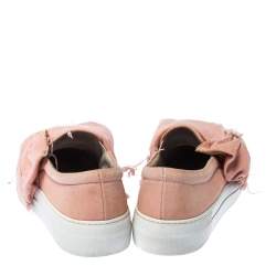 Joshua Sanders Light Pink Canvas Bow Slip On Sneakers Size 40