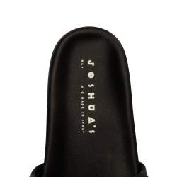 Joshua Sanders Black Satin Ruffle Slide Sandals Size 39