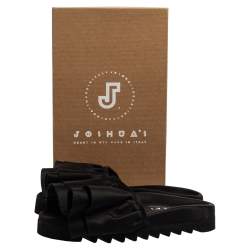Joshua Sanders Black Satin Ruffle Slide Sandals Size 39