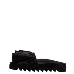 Joshua Sanders Black Satin Ruffle Slide Sandals Size 39