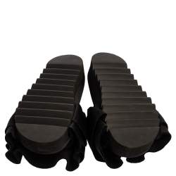 Joshua Sanders Black Satin Ruffle Slide Sandals Size 39
