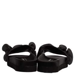 Joshua Sanders Black Satin Ruffle Slide Sandals Size 39