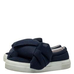 Joshua Sanders Blue Mesh Felt Bow Slip On Sneakers Size 38