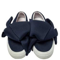 Joshua Sanders Blue Mesh Felt Bow Slip On Sneakers Size 38