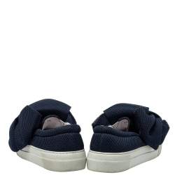 Joshua Sanders Blue Mesh Felt Bow Slip On Sneakers Size 38