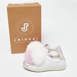 Joshua Sanders Lilac/White Leather Pom Pom Slip On Sneakers Size 37