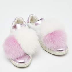 Joshua Sanders Lilac/White Leather Pom Pom Slip On Sneakers Size 37