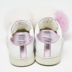 Joshua Sanders Lilac/White Leather Pom Pom Slip On Sneakers Size 37