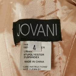 Jovani Beige Lurex Jacquard Ruffled One-Shoulder Gown S