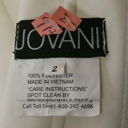 Jovani White Jersey Crystal Embellished Jersey Detachable Cape Sleeve Gown S
