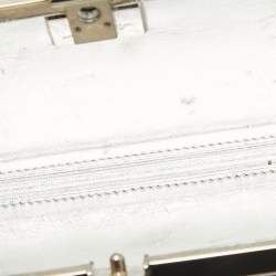 Judith Leiber Silver/Beige Satin and Metal Crystal Goddess Chain Clutch