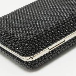 مملوكة مسبقًا Judith Leiber Black Acrylic Crystals Slim Slide Chain Clutch