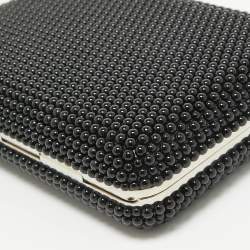 مملوكة مسبقًا Judith Leiber Black Acrylic Crystals Slim Slide Chain Clutch