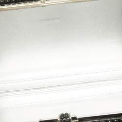 مملوكة مسبقًا Judith Leiber Black Acrylic Crystals Slim Slide Chain Clutch