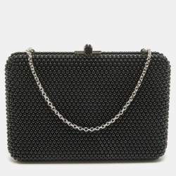 مملوكة مسبقًا Judith Leiber Black Acrylic Crystals Slim Slide Chain Clutch