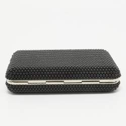 مملوكة مسبقًا Judith Leiber Black Acrylic Crystals Slim Slide Chain Clutch