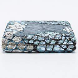 Judith Leiber Multicolor Swarovski Crystal and Textured Leather Minaudiere Box Clutch