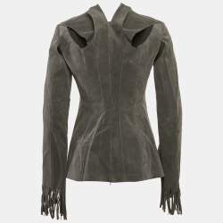Junya Watanabe Comme Des Garcons Grey Suede Fringed Top S