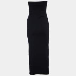 Junya Watanabe Comme Des Garcons Black Wool Knit Strapless Maxi Dress S
