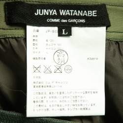 Junya Watanabe Comme Des Garcons Dark Green Knit & Rulle Midi Skirt L