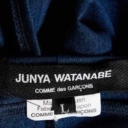 Junya Watanabe Comme des Garcons Navy Blue Cotton Knit Fringed Detail Top L