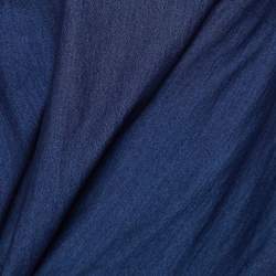 Junya Watanabe Comme des Garcons Navy Blue Cotton Knit Fringed Detail Top L