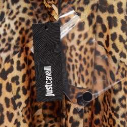 Pre Owned Just Cavalli Brown Leopard Print Satin Shirt S