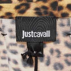 Pre Owned Just Cavalli Brown Leopard Print Satin Shirt S