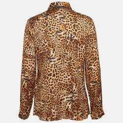 Pre Owned Just Cavalli Brown Leopard Print Satin Shirt S
