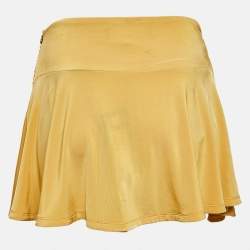 Just Cavalli Yellow Jersey Embellished Waist Mini Skirt S