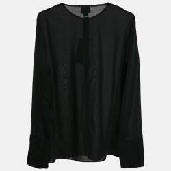 Pre Owned Just Cavalli Black Chiffon Sheer Button Front Shirt L