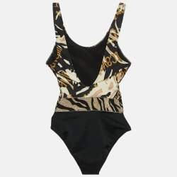 Just Cavalli Black/Yellow Tiger Print Jersey Swimsuit M