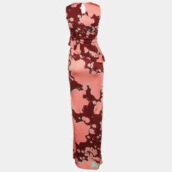 مملوكة مسبقًا Just Cavalli Pink Printed Jersey Ruffled Maxi Dress S