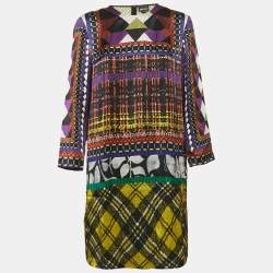 Just Cavalli Multicolor Printed Satin Silk Mini Dress L
