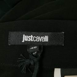 Pre Owned Just Cavalli Black Jersey and Chiffon Pleated Maxi Skirt L