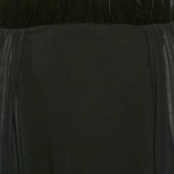 Pre Owned Just Cavalli Black Jersey and Chiffon Pleated Maxi Skirt L