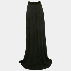 Pre Owned Just Cavalli Black Jersey and Chiffon Pleated Maxi Skirt L