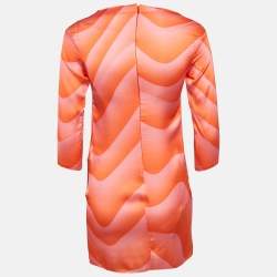 Just Cavalli Orange Printed Silk Satin Mini Dress XS