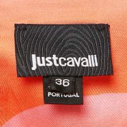 Just Cavalli Orange Printed Silk Satin Mini Dress XS