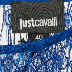 Just Cavalli Blue Lace Tiered Mini Dress S